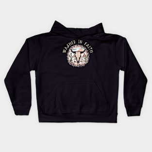 Washed In Faith Bull Skull Desert Kids Hoodie